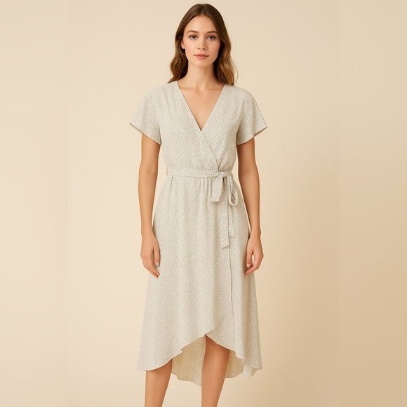 Sienna Sky Cream High Low Wrap Dress - Picture 1 of 11